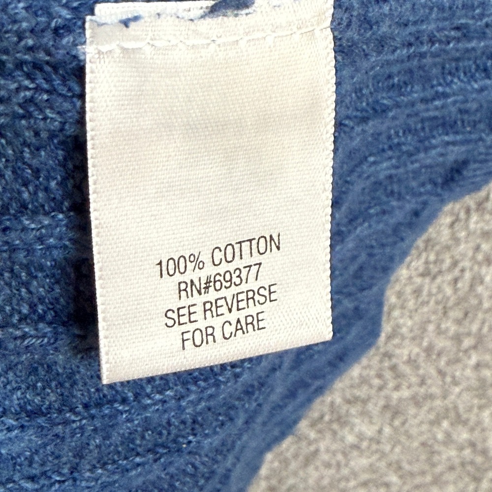 Croft & Barrow Cardigan Sweater Womens M Blue 100% Cotton Cable Knit V-Neck - Picture 3 of 6